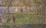 Georges Seurat Etude pour Moyenne Distance,gauche,avec Bateau a Voile oil on canvas